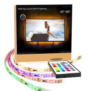 USB Light Color Ambient TV Kit LED Strip 60LED,2M UK Plug